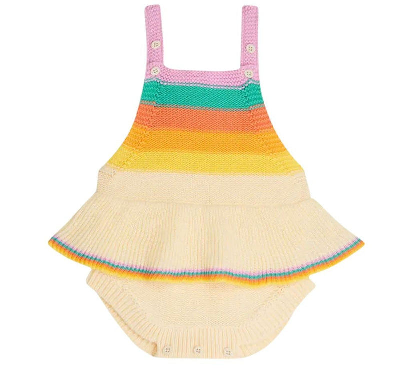 Rainbow Stripe Romper Pink