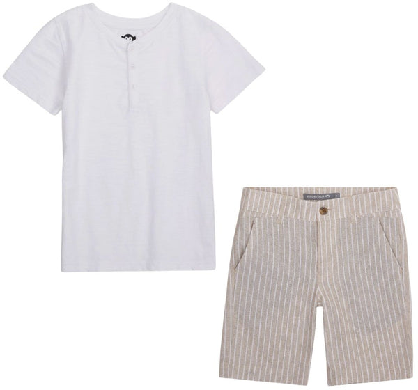 Playera Blanca Y Shorts Sand Stripe