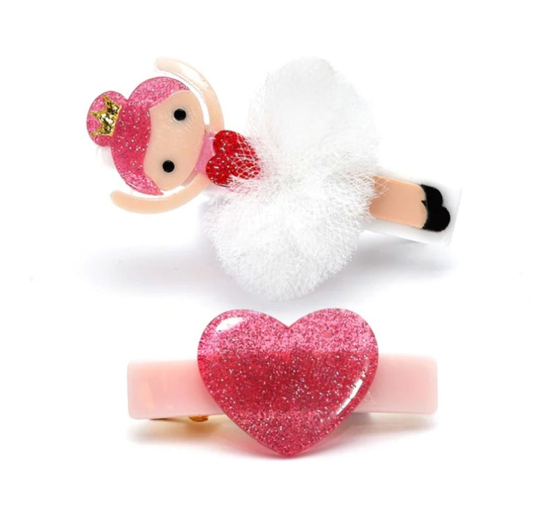 Clips Para Cabello Ballerina Glitter Heart White Tutu