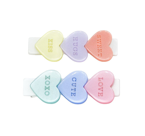 Clips Para Cabello Candy Hearts Pastel Pearlized