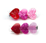 Clips Para Cabello Hearts Glitter Pearlized Red Shades