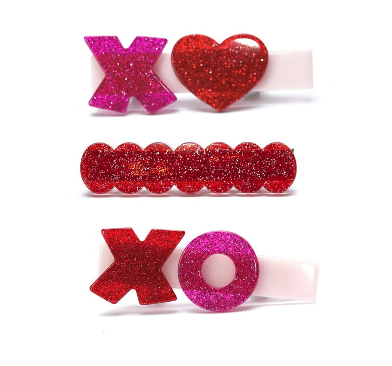 Clips Para Cabello XOXO Glitter Red