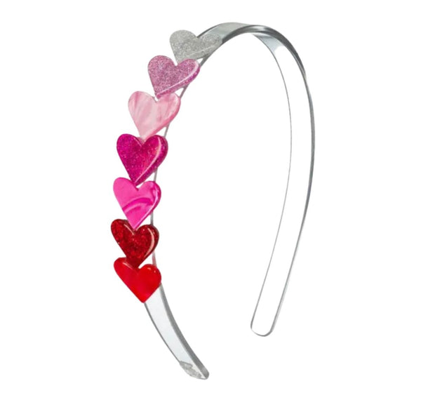 Diadema Mini Hearts Red Glitter Pearlized