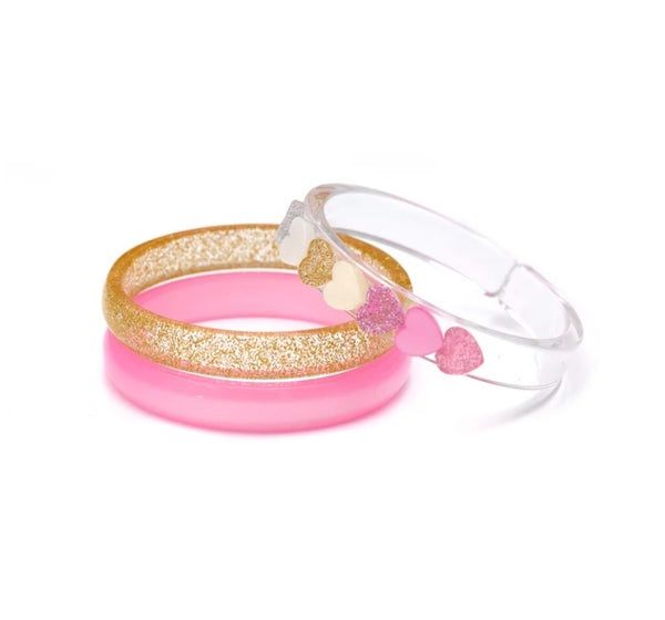 Pulseras Hearts Pearl Pink Glitter