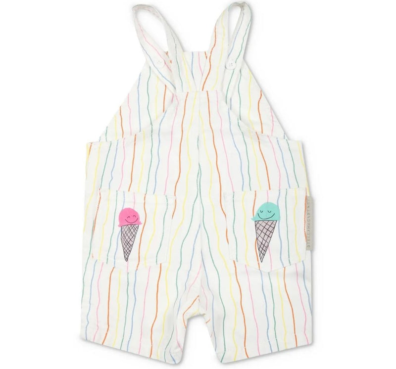 Overall Stripes Gabardine Dungaree White