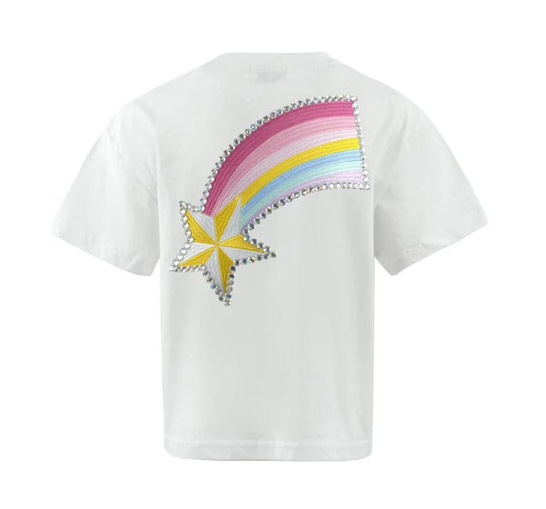 Crystal Shooting Star Tshirt White & Pretty In Pink Sequin Shorts