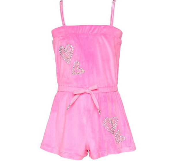 Romper Rosa Rhinestone Hearts