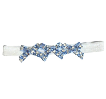 Diadema Elastica Azul  con Cristales