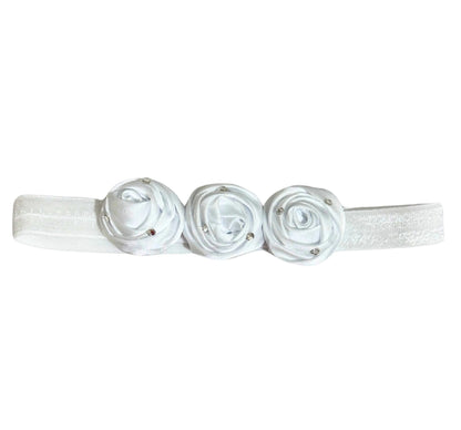 Diadema Elastica Blanca Satin Rose