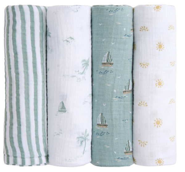 Sailing Seas 4-pack Organic Swaddles