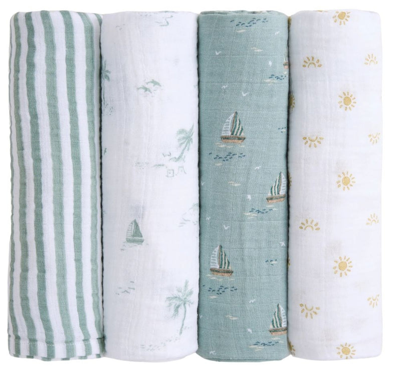 Sailing Seas 4-pack Organic Swaddles