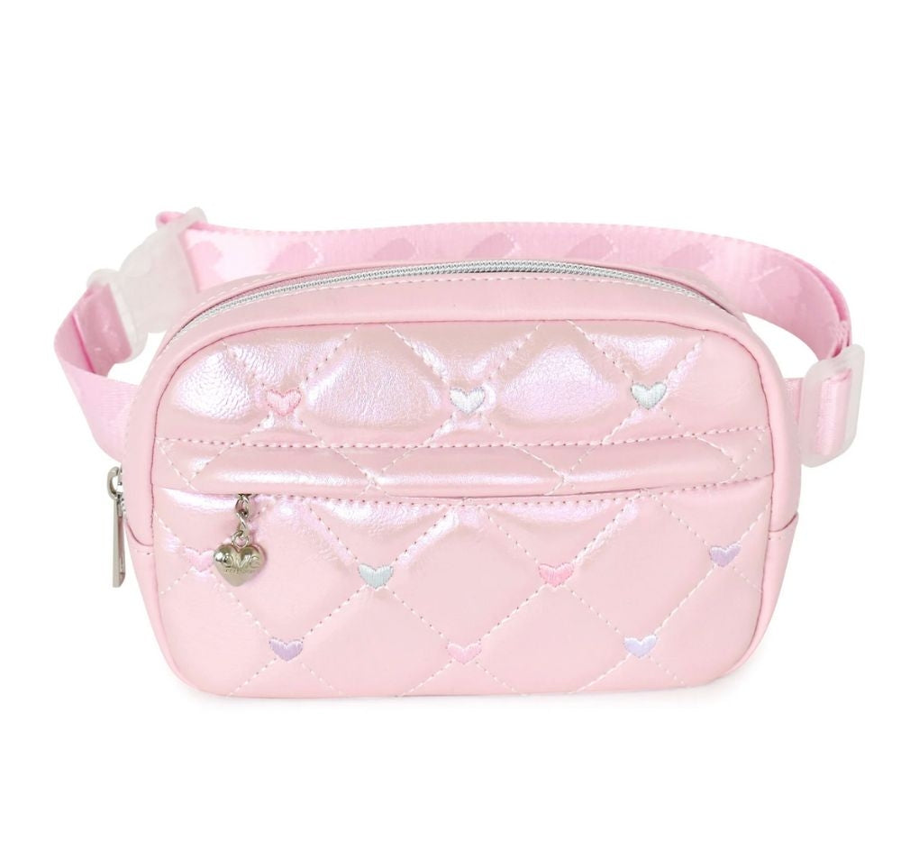 Metallic Quilted Heart Stitched Fanny Pack