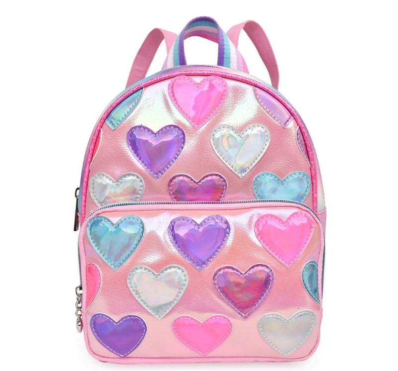 Mini Mochila Metallic Heart-Patched