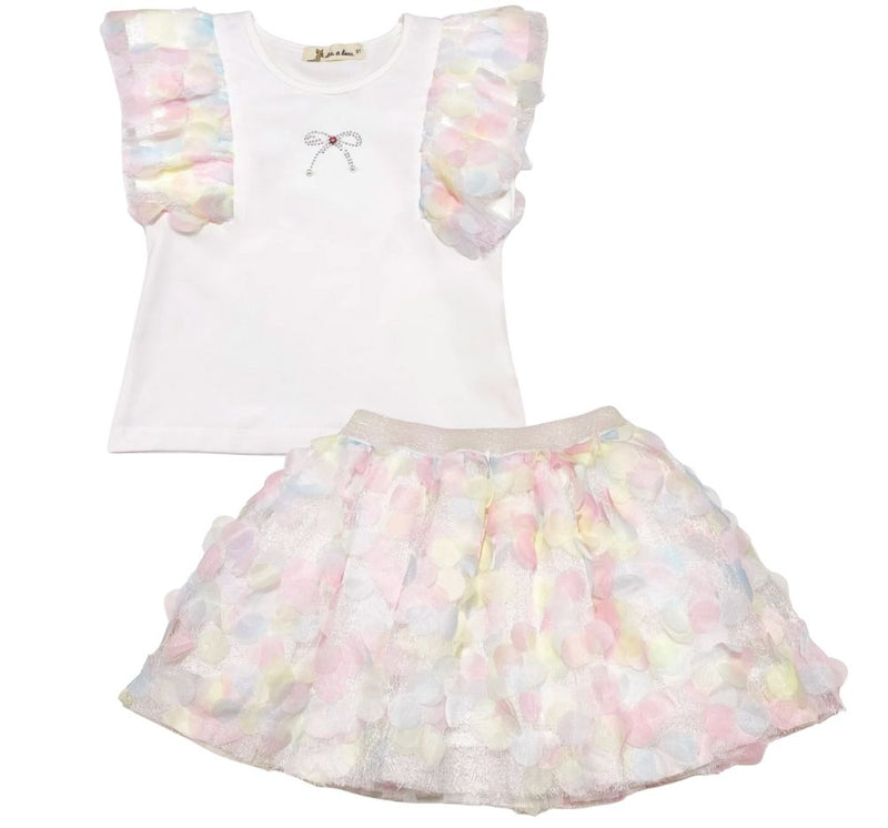 Blusa Y Falda Tutu Rainbow Circle Mesh Flutter