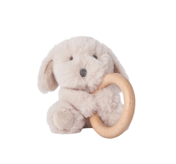 Plush Rattle Puppy Lt Brown