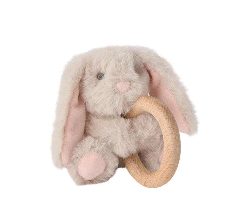 Plush Rattle Bunny Lt Brown