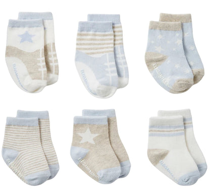 Socks 6Pk Baby Blues 0-12M