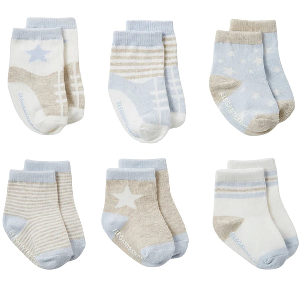 Socks 6Pk Baby Blues 0-12M