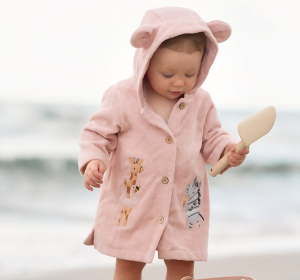 Pink Seaside Safari Terry Beach Coverup