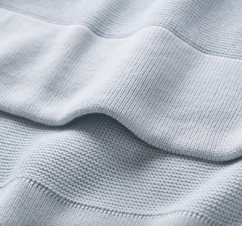 Pale Blue Sofis Finn Knit Baby Blanket