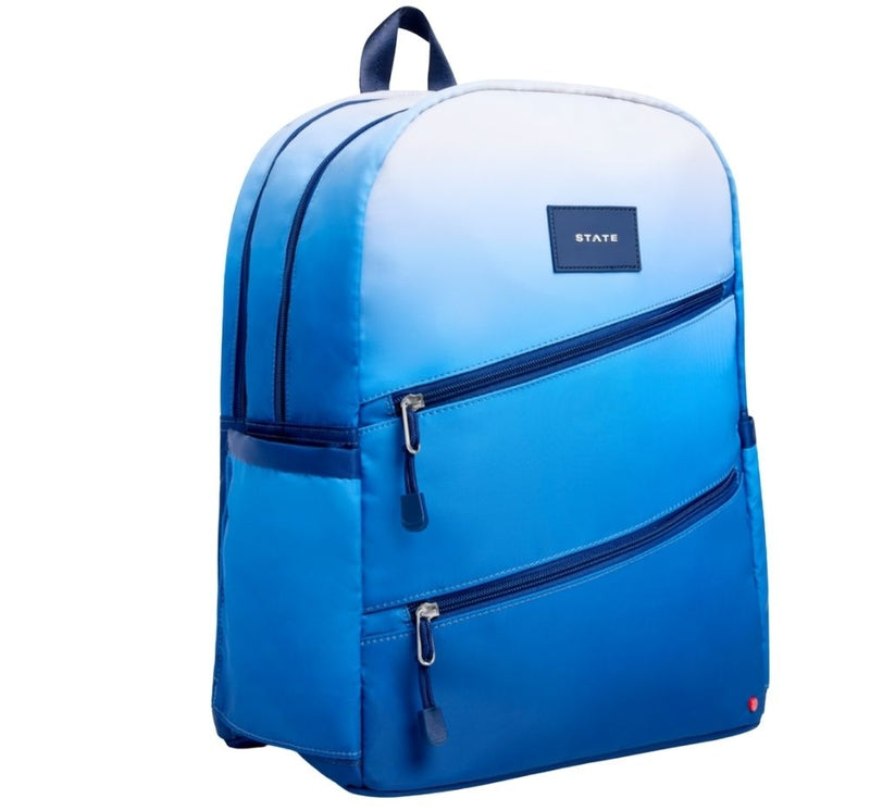 Kane Double Pocket Backpack - Blue Gradient Diagonal Zipper