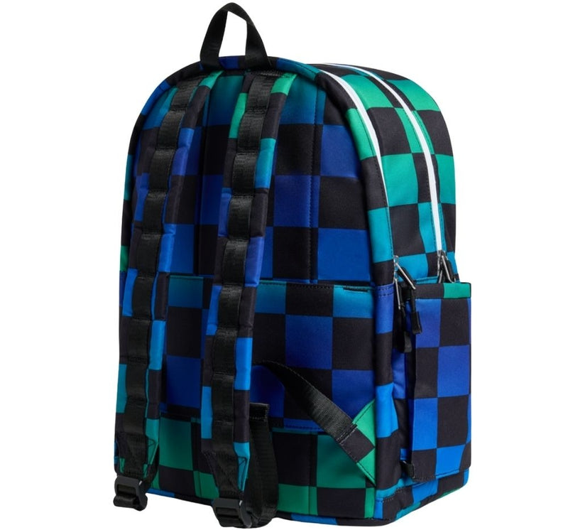 Kane Double Pocket Large Backpack - Blue Checkerboard