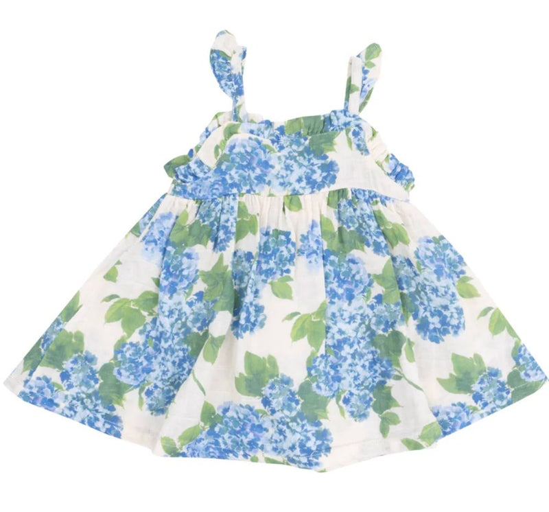 Paperbag Ruffle Sundress Watercolor Hydrangeas