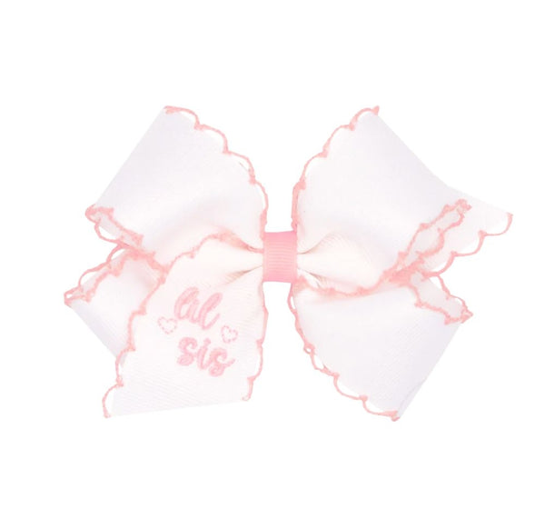 Medium Lil Sister Emb Bow Powder Pink