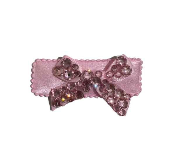 Clip Para Cabello Mini Moño Cristalizado Rosa Claro