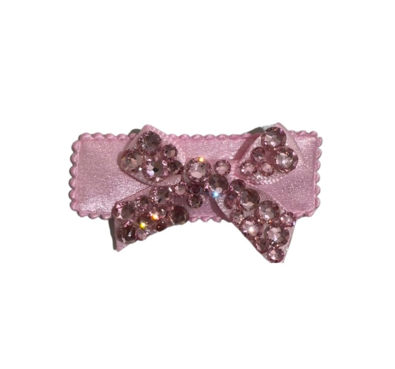 Clip Para Cabello Mini Moño Cristalizado Rosa Claro