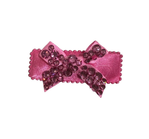 Clip Para Cabello Mini Moño Cristalizado Rosa