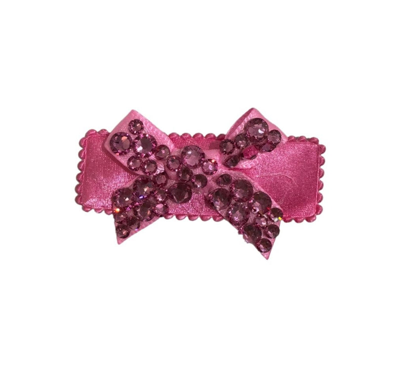 Clip Para Cabello Mini Moño Cristalizado Rosa