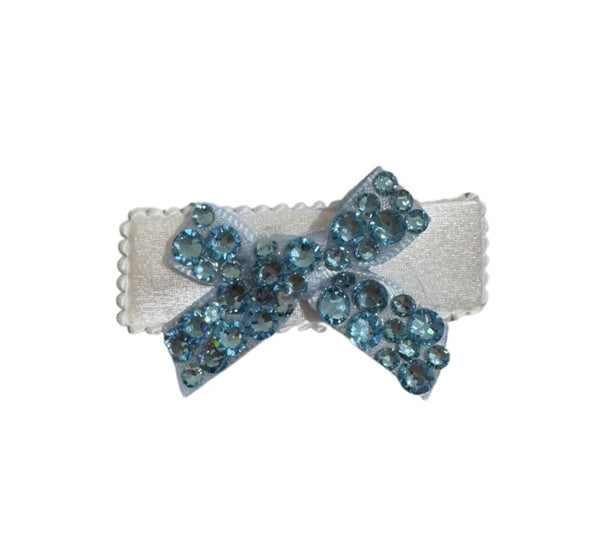 Clip Para Cabello Mini Moño Cristalizado Azul Claro