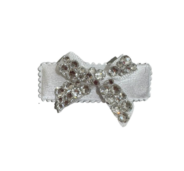 Clip Para Cabello Mini Moño Cristalizado Blanco