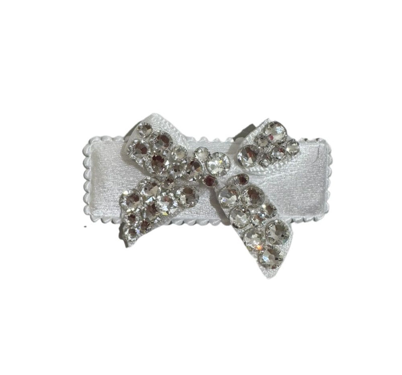 Clip Para Cabello Mini Moño Cristalizado Blanco