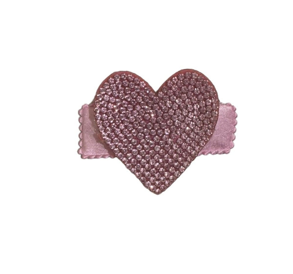 Clip Para Cabello Crystallized Heart White Rosa Claro