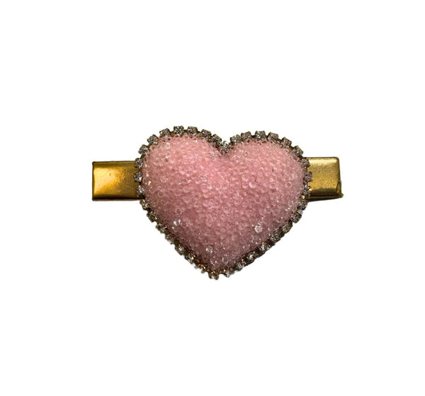 Clip Para Cabello Glitter Heart Pink