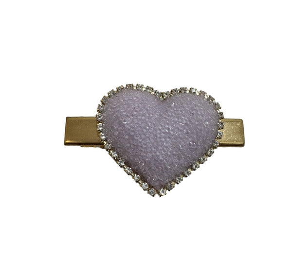 Clip Para Cabello Glitter Heart Lila