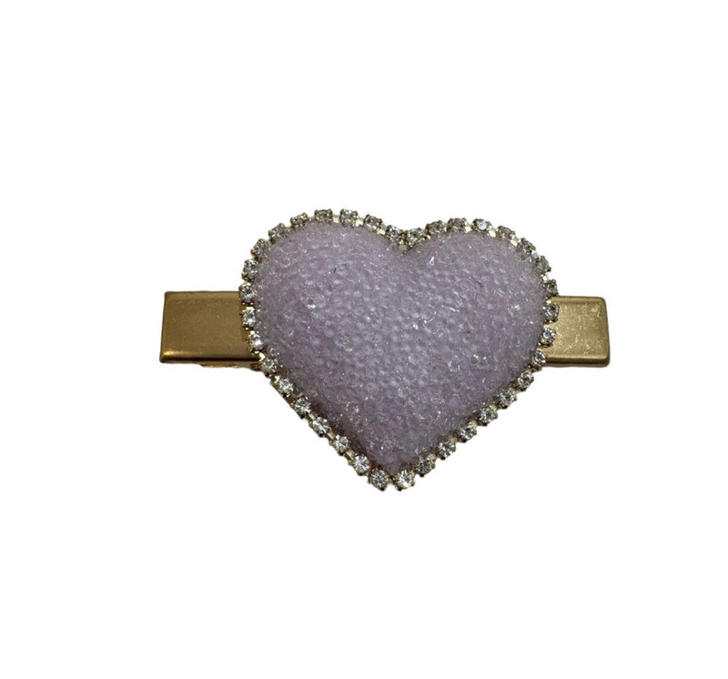 Clip Para Cabello Glitter Heart Lila