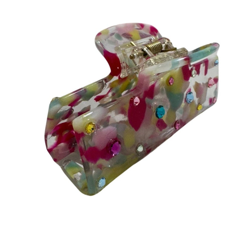 Pinza Para Cabello Crystallized Marble Pink-Yellow-Turquiose
