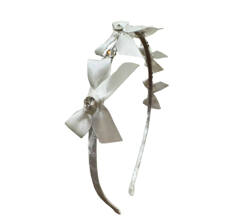 Diadema Mini Satin Bow Halo Blanca