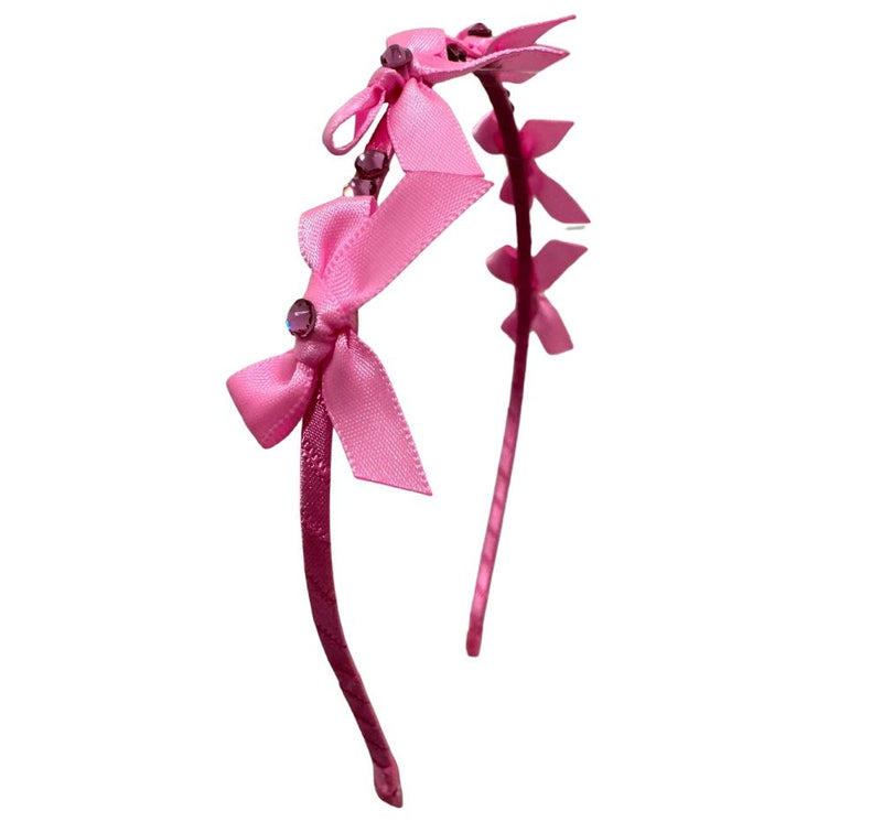 Diadema Mini Satin Bow Halo Rosa