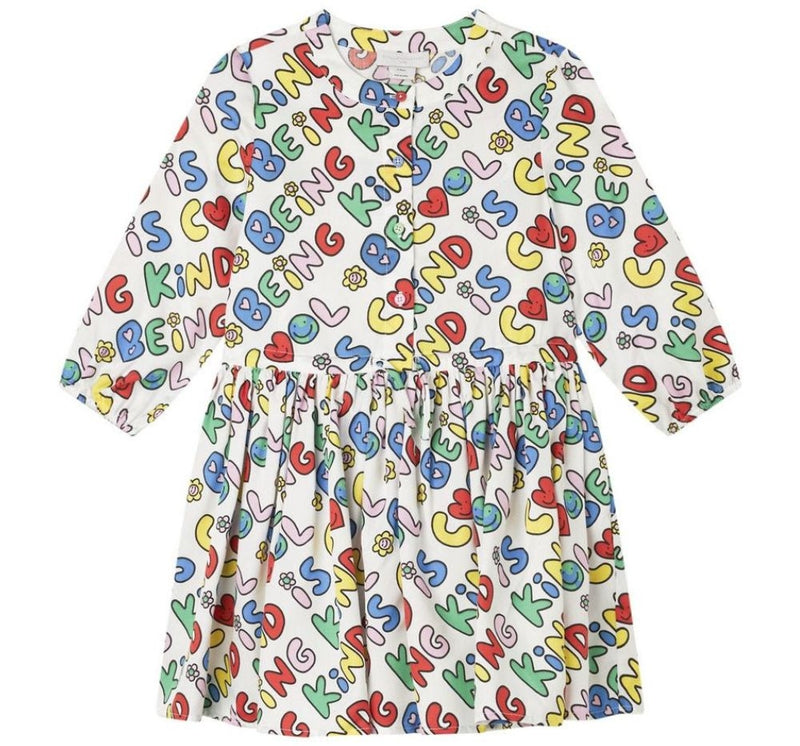 Being Kind Dress With Multicolor Buttons White