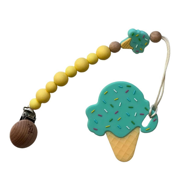 Teether & Clip Bundle Mint Ice Cream