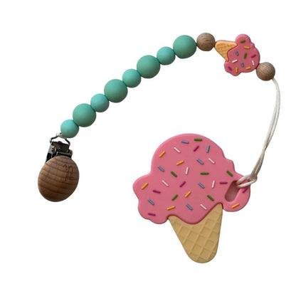 Teether & Clip Bundle Strawberry Ice Cream
