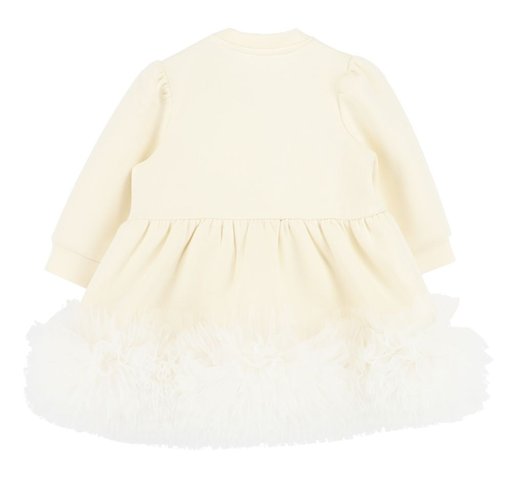 Tulle Trim Baby Dress Vanilla