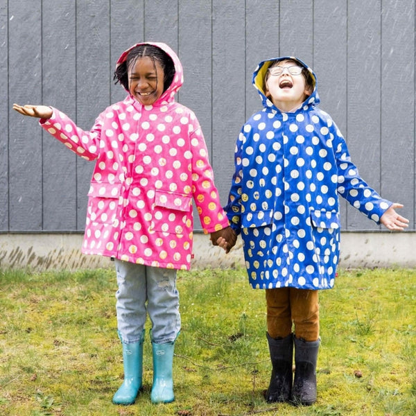Blue Polka Dot Emoji Magnetic Raincoat
