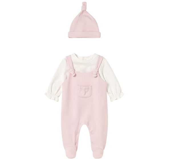 Overall Rosa Y Blusa Con Gorro Rosa Baby