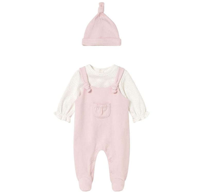 Overall Rosa Y Blusa Con Gorro Rosa Baby