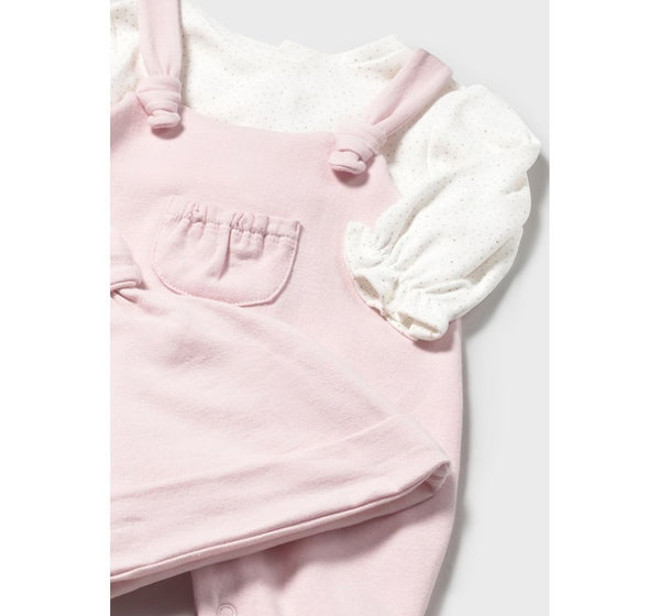 Overall Rosa Y Blusa Con Gorro Rosa Baby